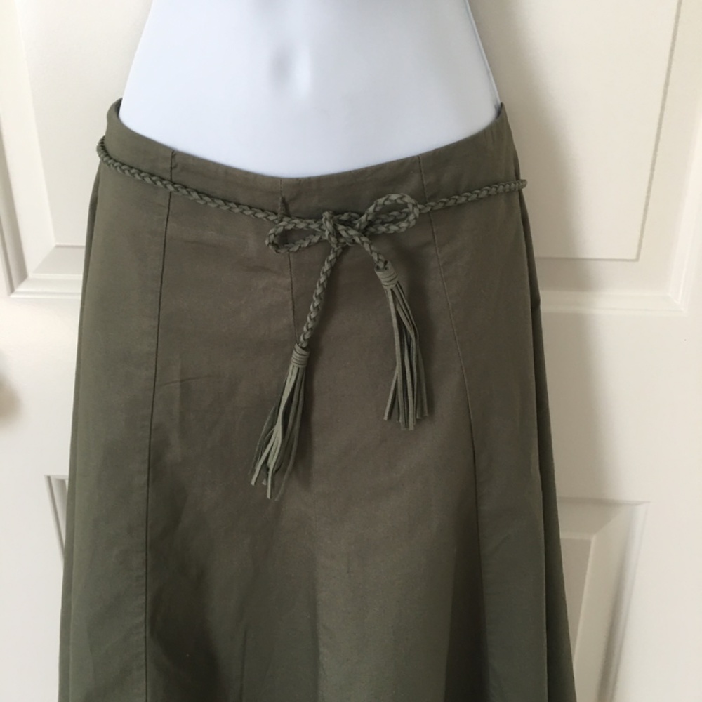 The Limited Olive Green A-Line Skirt with Braided Tie - Picture 3 of 6
